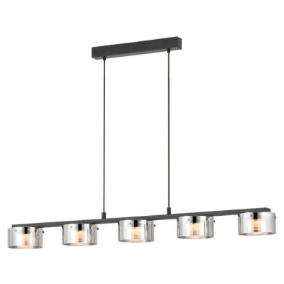 39875 Светод. подвес COPILLOS димм, 5х7,2W(LED), L1160, B150, H1500, 2850lm, сталь, черный/стекло с