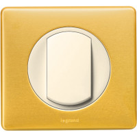 Legrand Выключатель 1-клавишный, вставка - слоновая кость,   материалы - Золото, серия Celiane