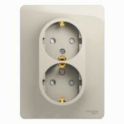 РОЗЕТКА двойная с заземлением со шторками,16А, 250В, в сборе,МОЛОЧНЫЙ