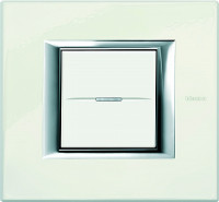 Выключатель 1-клавишный, вставка - белый, прямоугольная рамка Axolute - фарфор