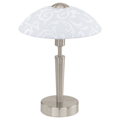 Eglo 91238 Настольная лампа SOLO с сенсорн. диммером, 1X60W (E14), никель/стекло с растительным декором