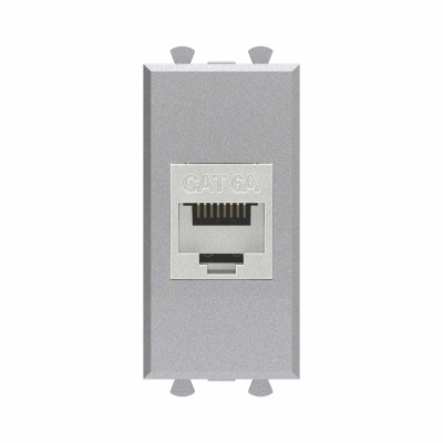 DKC Компьютерная розетка RJ-45 без шторки модульная, кат.6А экранированная, "Avanti", "Закаленная сталь", 1 модуль