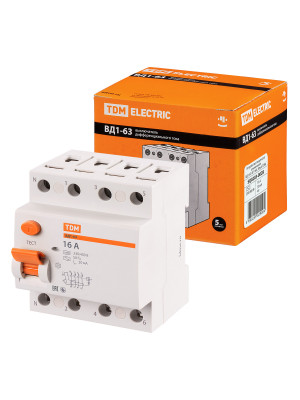 УЗО ВД1-63 4Р 16А 30мА TDM Electric, SQ0203-0028