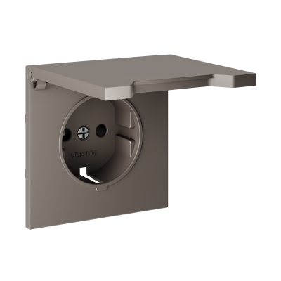 Накладка для розетки с заземлением, защитными шторками и крышкой, S70 (капучино), VLS000814