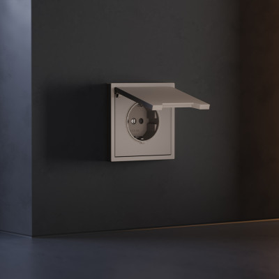 Накладка для розетки с заземлением, защитными шторками и крышкой, S70 (капучино), VLS000814