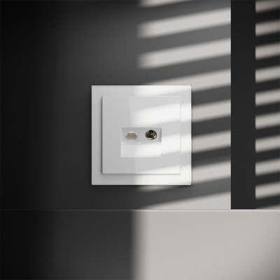 Розетка телевизионная встраиваемая VOLTUM S70 TV+RJ45 кат. 6, (белый глянцевый), VLS060701