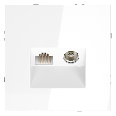 Розетка телевизионная встраиваемая VOLTUM S70 TV+RJ45 кат. 6, (белый глянцевый), VLS060701