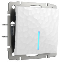 Werkel W1212101/ Выключатель одноклавишный проходной с подсветкой (hammer белый), a052028 Werkel W1212101/ Выключатель одноклавишный проходной с подсветкой (hammer белый), a052028