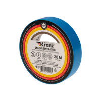 Изолента ПВХ 15 мм х 20 м, синяя, (упак. 10 рулонов) KRANZ, KR-09-2605