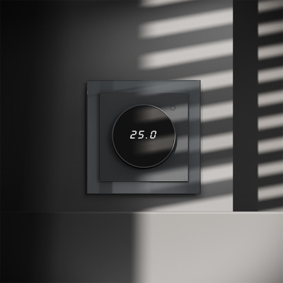 Терморегулятор электронный VOLTUM S70 с индикацией и датчиком, для теплого пола, (графит), VLS070107