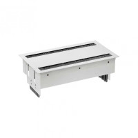 Simon 400 Двухсторонний врезной x12 розеточный блок, щетка, 8x2P+E, 4xUSB з/у, 2 пустых модуля, белый,, 46624000-130