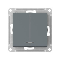 ATN000753S - ATLASDESIGN 2-клавишный ВЫКЛЮЧАТЕЛЬ с подсветкой, сх.5а, 10АХ, мех., быстрозажим. клем., ГРИФЕЛЬ, Systeme Electric