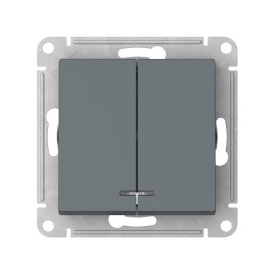 ATN000753S - ATLASDESIGN 2-клавишный ВЫКЛЮЧАТЕЛЬ с подсветкой, сх.5а, 10АХ, мех., быстрозажим. клем., ГРИФЕЛЬ, Systeme Electric