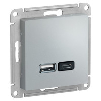 IRIDIUM Розетка USB с двумя разъемами типа A+С. Цвет серебристый, M0502