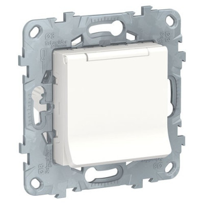 Unica New Розетка 2К+З со шторками, с крышкой, 16 А, 250 В, IP40, белый