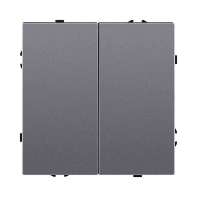 Выключатель 2-клавишный проходной 10А/250В, серый Kollinger Eclipse EC-005GY