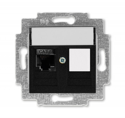 5014H-A61017 63W - Розетка информационная ABB Levit RJ45 категория 6 и заглушка антрацит - 2CHH296117A6063