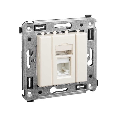 4405293 - ДКС Компьютерная розетка RJ-45 в стену, кат.6 одинарная,"Avanti", "Ванильная дымка"