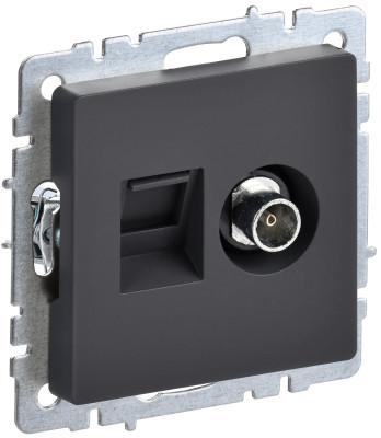 BRITE Роз. двойная TV+RJ45 кат.5E РТВ/РК12-БрГ граф. IEK, BR-AK20-1-K53