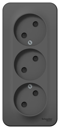 BLANCA О/У РОЗЕТКА 3-я без заземл. со шторк. ИЗОЛ.ПЛ.,16А,250В,АНТРАЦИТ