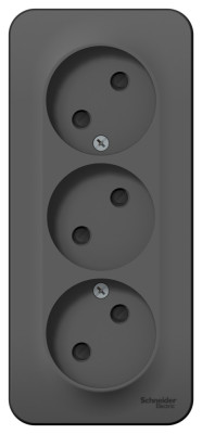 BLANCA О/У РОЗЕТКА 3-я без заземл. со шторк. ИЗОЛ.ПЛ.,16А,250В,АНТРАЦИТ
