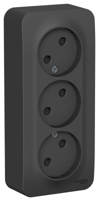 BLANCA О/У РОЗЕТКА 3-я без заземл. со шторк. ИЗОЛ.ПЛ.,16А,250В,АНТРАЦИТ