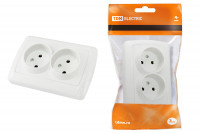 Розетка двойная 2П 10А 250В белая "Онега" TDM Electric, SQ1805-0017