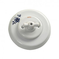 Fontini Выключатель 1-клавишный, белый фарфор и синим узором,  Fontini, серия Garby Colonial