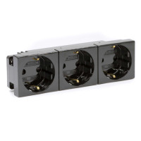 ДКС Тройная розетка Viva черная, 45203