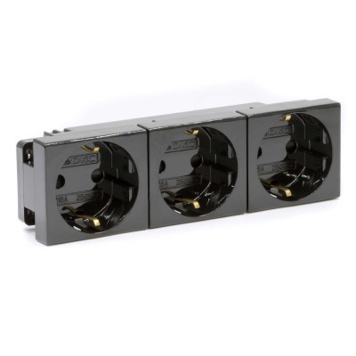 ДКС Тройная розетка Viva черная, 45203