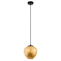 39596 Подвес PRIORAT, 1x40W(E27), ?235, сталь, черный//стекло, золотистый
