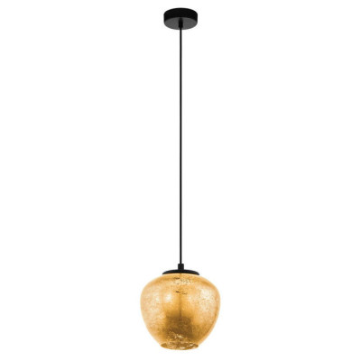 39596 Подвес PRIORAT, 1x40W(E27), ?235, сталь, черный//стекло, золотистый