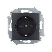 1591443-038 - Simon15 Розетка 2К+З с защитными шторками, 16А, 250В, винт. зажим, графит, Simon