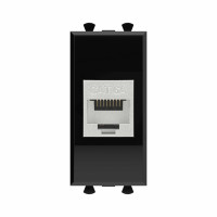 DKC Компьютерная розетка RJ-45 без шторки модульная, кат.6А экранированная, "Avanti", "Черный квадрат", 1 модуль