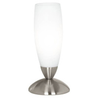 82305 Настольная лампа SLIM, 1X40W (E14), ?70, H220, сталь, никель мат./стекло, белый