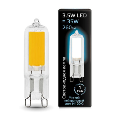 Лампа Gauss G9 AC220-240V 3.5W 260lm 4100K стекло LED 1/10/200, 107809203