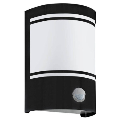 99566 Уличный настен. светильник CERNO c датч. дв-я, H165, L140, А105, 1х40W(E27), оцинк. сталь, чер