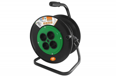 Удлинитель на катушке силовой народный 4 гнезда ПВС 1300 Вт б/з, 50м, SQ1307-0504