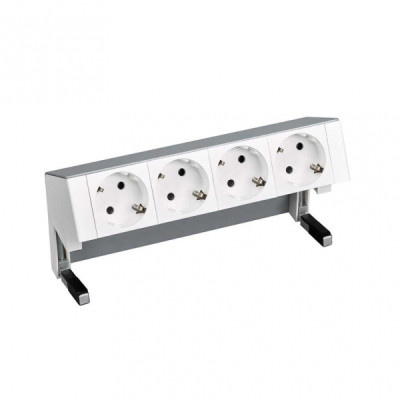 Simon 400 Алюминий Настольный розеточный блок, 4х2P+E, 42404000-133