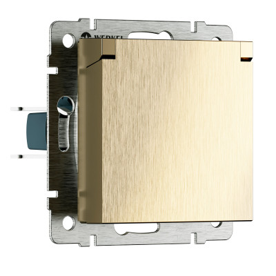 Werkel W1171210/ Розетка влагозащ. с зазем. с защит. крышкой и шторками N (шампань рифленый), a069604