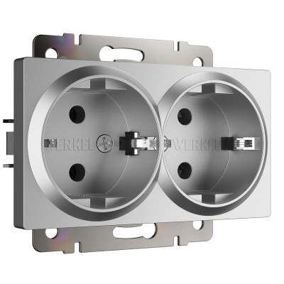 Werkel W1172065/ Розетка двойная с заземлением (серебряный матовый), a063619