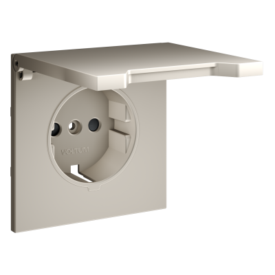 Накладка для розетки с заземлением, защитными шторками и крышкой, S70 (кашемир), VLS000803