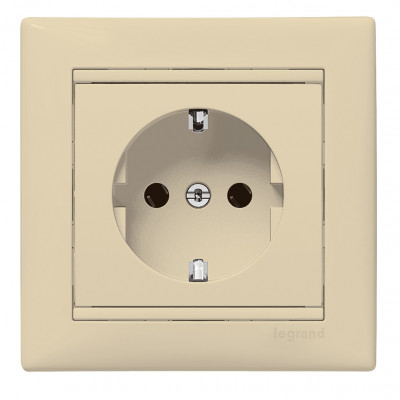 Legrand Розетка с заземлением - Legrand Valena - с лицевой панелью и рамкой в сборе 16А 250В винтовые зажимы - слоновая кость, 774323