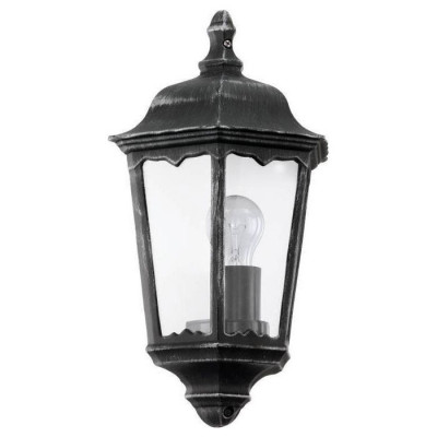 93459 Уличный светильник настенный NAVEDO, 1х60W(E27), H430, литой алюм., черный, серебр. патина/сте