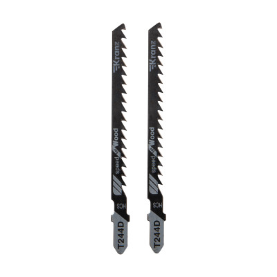 Пилка для электролобзика по дереву T244D 100 мм 6 зубьев на дюйм 8-60 мм фигурный рез (2 шт./уп.) Kranz, KR-92-0312