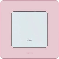 Legrand Inspiria Выключатель 1-х клавишный с подсветкой, цвет белый/розовый