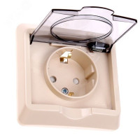 PC16-044K - ЭТЮД IP44 С/У РОЗЕТКА с заземлением со шторками, 16А, 250B, КРЕМОВЫЙ, Schneider Electric