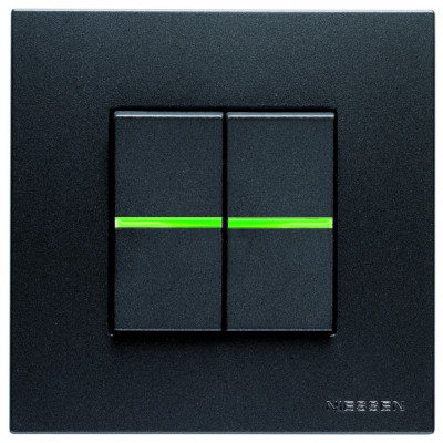 ABB Выключатель 2-клавишный, с подсветкой, цвет - антрацит, серия Zenit