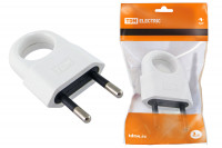 Вилка б/з с кольцом белая 10А 250В (евровилка CEE 7/16) TDM Electric, SQ1806-0189