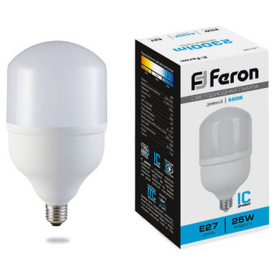 Лампа светодиодная, (25W) 230V E27 6400K T80, LB-65, Feron 25887
